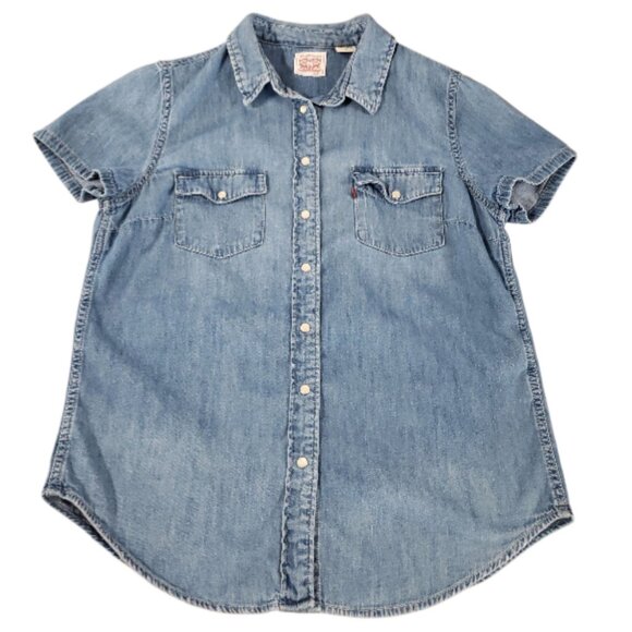 Levi's Womens Jean Short Sleeved Button Down Shirt Medium - Picture 4 of 6